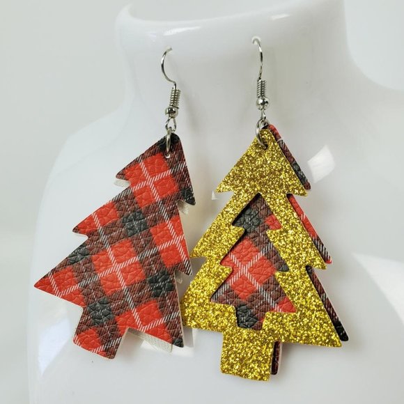 Christmas Tree Festive Holiday Season Sparkly Earrings - Picture 2 of 5